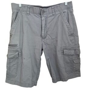 WearFirst Cargo Shorts Mens 34 Gray Ripstop Stretch WF Free-Band Outdoor Utility